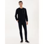 Pierre Cardin Erkek Lacivert Slim Fit Nervürlü Düz Paça Eşofman Altı 50317659-VR033