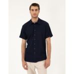 Pierre Cardin Erkek Lacivert Slim Fit Örme Gömlek 50286123-VR033 - 2XL