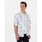 Pierre Cardin Erkek Mavi Loose Rahat Kalıp Kısa Kollu Gömlek 50301537-VR036 - XL