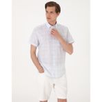 Pierre Cardin Erkek Mavi Regular Fit Kısa Kollu Ekose Gömlek 50304523-VR036