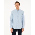 Pierre Cardin Erkek Mavi Regular Fit Uzun Kollu Gömlek 50292106-VR036 - S