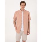 Pierre Cardin Erkek Mercan Comfort Fit Kısa Kollu Gömlek 50307070-VR186 - XL