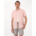 Pierre Cardin Erkek Mercan Keten Karışımlı Regular Fit Kısa Kollu Gömlek 50307067-VR186 - 2XL