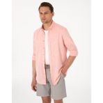Pierre Cardin Erkek Mercan Keten Karışımlı Regular Fit Uzun Kollu Gömlek 50303245-VR186