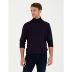 Pierre Cardin Erkek Mor Slim Fit Balıkçı Yaka Yün Karışımlı Basic Triko Kazak 50270052-VR038 - XL