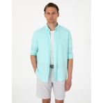 Pierre Cardin Erkek Nil Yeşili Keten Karışımlı Regular Fit Uzun Kollu Gömlek 50303388-VR083
