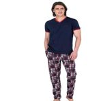 Pierre Cardin Erkek Pijama Takımı, Kısa Kollu, Lacivert, XL Beden