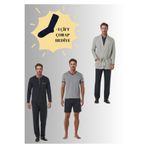 Pierre Cardin Erkek Pijama Takımı, Triko Robdöşambır, 1 Çift Çorap Hediyeli, Gri, L Beden