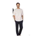 Pierre Cardin Erkek Pijama Takımı,%100 Pamuk, Beyaz Üst - Koyu Gri Düz Paça Alt, 2XL