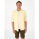 Pierre Cardin Erkek Sarı Keten Karışımlı Regular Fit Uzun Kollu Gömlek 50303245-VR044 - 2XL
