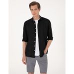 Pierre Cardin Erkek Siyah %100 Keten Regular Fit Uzunkollu Gömlek 50303293-VR046 - 2XL