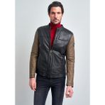 Pierre Cardin Erkek Siyah Çift Renk Hakim Yaka Deri Ceket - 54