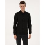 Pierre Cardin Erkek Siyah Çizgi Baskılı Slim Fit Uzun Kollu Gömlek 50311110-VR046 - XL
