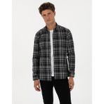 Pierre Cardin Erkek Siyah Ekose Regular Fit Uzun Kollu Spor Gömlek 50316748-VR046 - XL