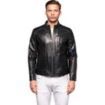 Pierre Cardin Erkek Siyah Fermuarlı Deri Ceket - 48
