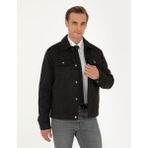 Pierre Cardin Erkek Siyah Gömlek Yaka Suni Deri Ceket 50300520-001 - Dropsuz