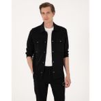 Pierre Cardin Erkek Siyah Klasik Yaka Çift Cepli Örme Gömlek Ceket 50302573-VR046 - XL