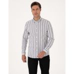 Pierre Cardin Erkek Siyah Regular Fit Çizgili Uzun Kollu Gömlek 50312269-VR046 - XL