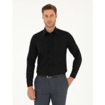 Pierre Cardin Erkek Siyah Slim Fit Armürlü Uzun Kollu Gömlek 50298071-VR046