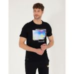 Pierre Cardin Erkek Siyah Slim Fit Baskılı Bisiklet Yaka Tişört 50262654-VR046