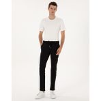 Pierre Cardin Erkek Siyah Slim Fit Beli Lastikli Kordonlu Jogger Kanvas Pantolon 50317281-VR046 - 30 - 36