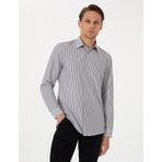 Pierre Cardin Erkek Siyah Slim Fit Çizgili Uzun Kollu Gömlek 50307142-VR046