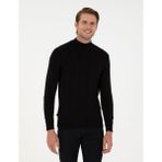 Pierre Cardin Erkek Siyah Slim Fit Yarım Balıkçı Yaka Triko Kazak 50300460-VR046