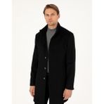 Pierre Cardin Erkek Slim Fit Siyah Palto Yün Karışımlı Orta Kalınlıkta Düz Desenli 50291020-VR046
