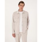 Pierre Cardin Erkek Taş Klasik Yaka Çift Cepli Örme Gömlek Ceket 50302573-VR049 - XL