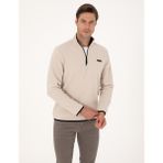 Pierre Cardin Erkek Taş Regular Fit Yarım Fermuarlı Polar Sweatshirt 50314056-VR049 - 2XL