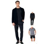 Pierre Cardin Erkek Triko Sabahlıklı 5'li Pijama Takımı, Siyah, XL