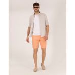 Pierre Cardin Erkek Turuncu Slim Fit Keten Karışımlı Beli Lastikli Bermuda Şort 50264863-VR051 - 34