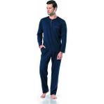 Pierre Cardin Erkek Uzun Kol %100 Pamuk Penye Pijama Takım - Lacivert
