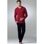 Pierre Cardin Erkek Uzun Kol %100 Pamuk Penye Pijama Takım - S - Bordo