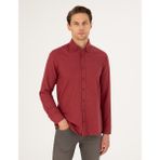 Pierre Cardin Erkek Vişne Regular Fit Uzun Kollu Gömlek 50292106-VR223 - S