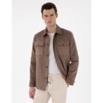 Pierre Cardin Erkek Vizon Gömlek Yaka Suni Deri Ceket 50312345-575 - 52 - Dropsuz