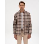 Pierre Cardin Erkek Vizon Oduncu Ekose Regular Fit Uzun Kollu Gömlek 50312356-VR052 - 3XL
