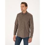 Pierre Cardin Erkek Vizon Regular Fit Uzun Kollu Gömlek 50310139-VR052