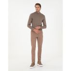 Pierre Cardin Erkek Vizon Slim Fit Beli Lastikli Bağcıklı Kanvas Pantolon 50295932-VR052 - 34 - 30