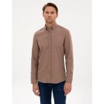 Pierre Cardin Erkek Vizon Slim Fit Uzun Kollu Gömlek 50316751-VR052 - XL
