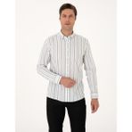 Pierre Cardin Erkek Yeşil Regular Fit Çizgili Uzun Kollu Gömlek 50312269-VR255 - Ada Çayı