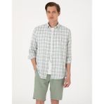 Pierre Cardin Erkek Yeşil Regular Fit Ekose Uzun Kollu Gömlek 50307159-VR016 - Çağla - XL
