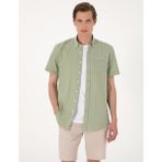 Pierre Cardin Erkek Yeşil Regular Fit Kısa Kollu Gömlek 50302730-VR016 - Çağla