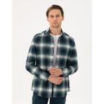 Pierre Cardin Erkek Yeşil Regular Fit Uzun Kollu Oduncu Gömlek 50293738-VR054 - XS