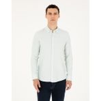 Pierre Cardin Erkek Yeşil Slim Fit Uzun Kollu Gömlek 50291042-VR016 - 4XL - Çağla