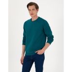 Pierre Cardin Erkek Zümrüt 3 İplik Regular Fit Bisiklet Yaka Basic Sweatshirt 50315021-VR055 - 2XL