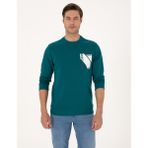 Pierre Cardin Erkek Zümrüt Regular Fit Bisiklet Yaka Sweatshirt 50317750-VR055 - 2XL