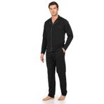 Pierre Cardin Erkek%100 Pamuklu Düğmeli Uzun Kollu Pijama Takımı, Klasik Yaka, Siyah, M
