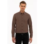 Pierre Cardin G021GL004.000.1112916 Kahverengi Slim Fit Uzun Kollu Erkek Gömlek