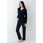 Pierre Cardin Hamile Lohusa Uzun Kollu Kruvaze Yaka Pijama Takımı, Lacivert, S Beden